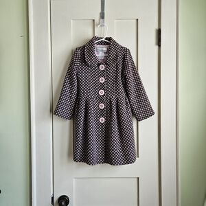 AMERICAN Widgeon Kids Brown PeaCoat With Pink Buttons